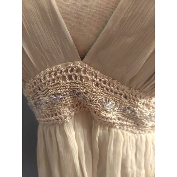 BCBG Max Azaria Beige Halter Top Silk Maxi Dress - Picture 6 of 8